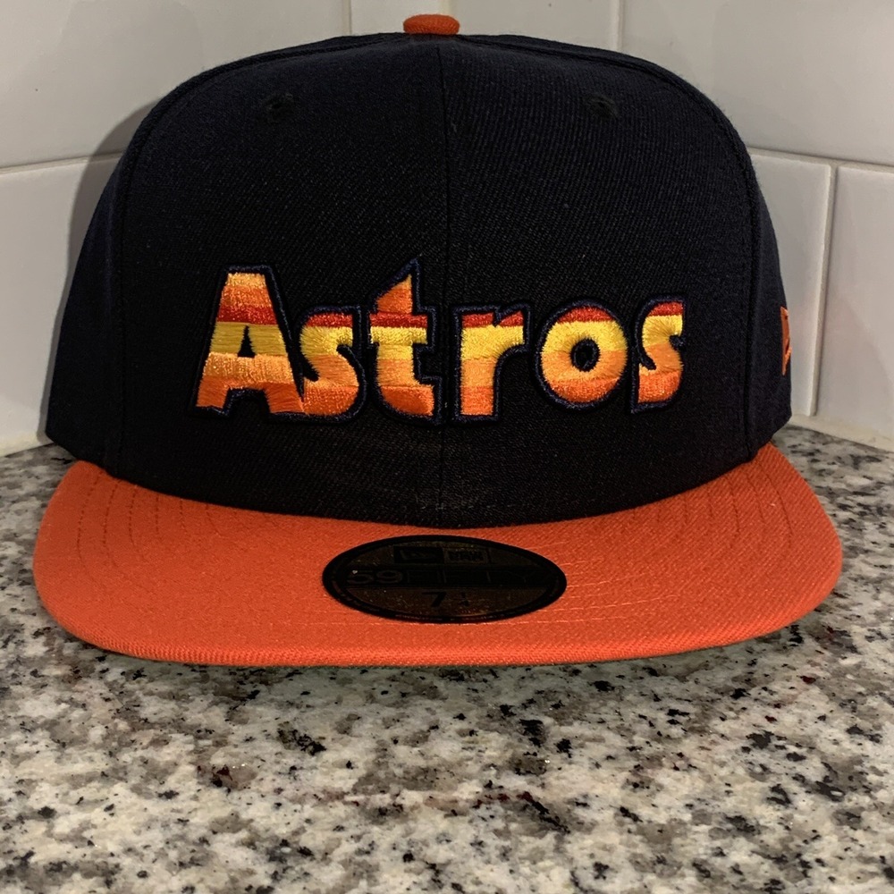 Houston Astros New Era 59FIFTY MLB Jersey Fit Throwback Edition Fitted Hat 7 1/4